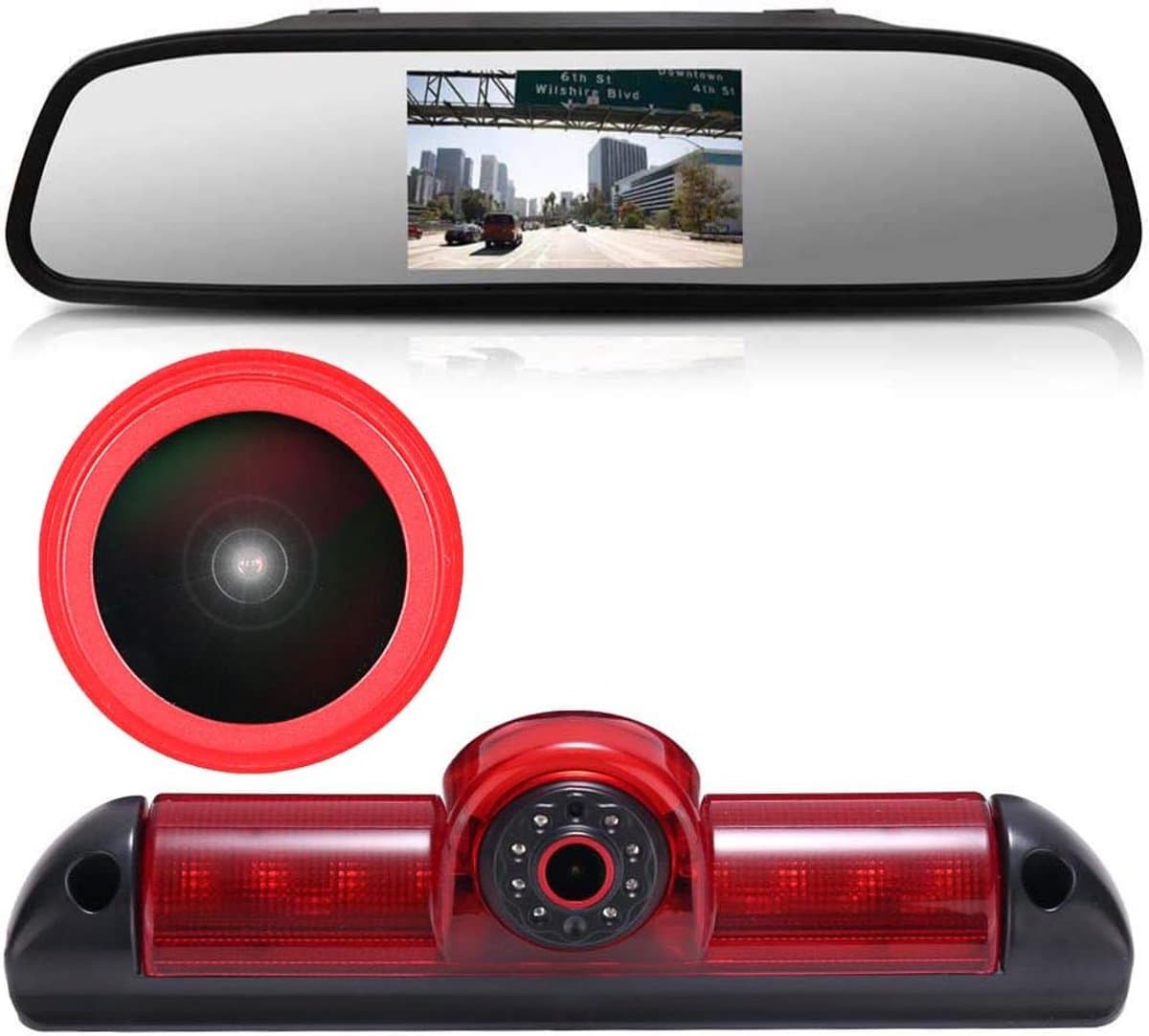 【Super HD achteruitrijcamera set】 4.3 '' achteruitkijkspiegel monitor + 170 ° supergroothoek remlicht achteruitrijcamera voor Fiat Ducato X250 X290 Bus Kasten/Peugeot Boxter/Citroen Jumper/Transporter Van