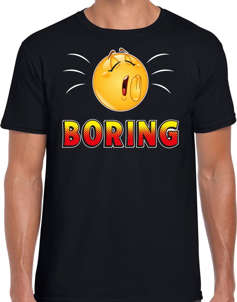 Funny emoticon t-shirt boring zwart voor heren - Fun / cadeau shirt M