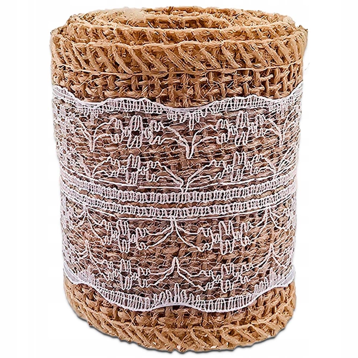 Jutetape met witte kant 1.2m - Natuurlijke decoratieve lint voor knutselen