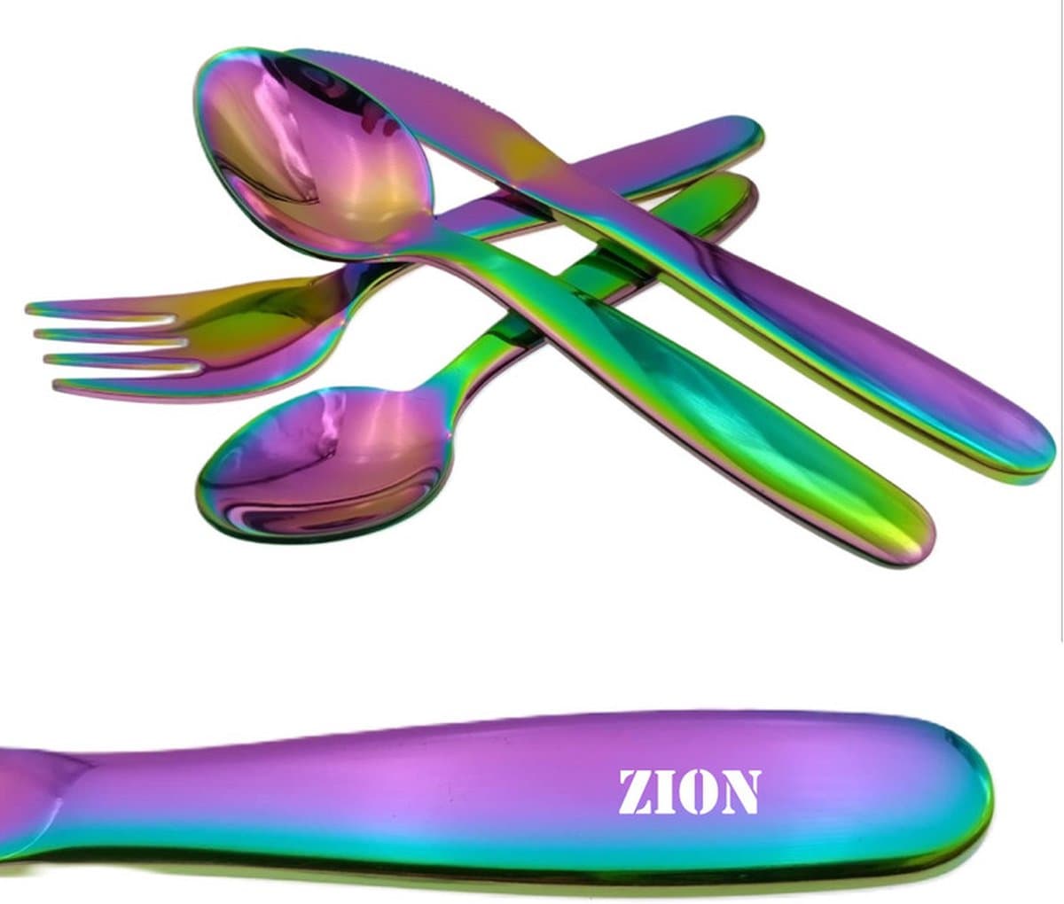 Kinderbestek Met Stoere Naam Gravering - Zion - Olie