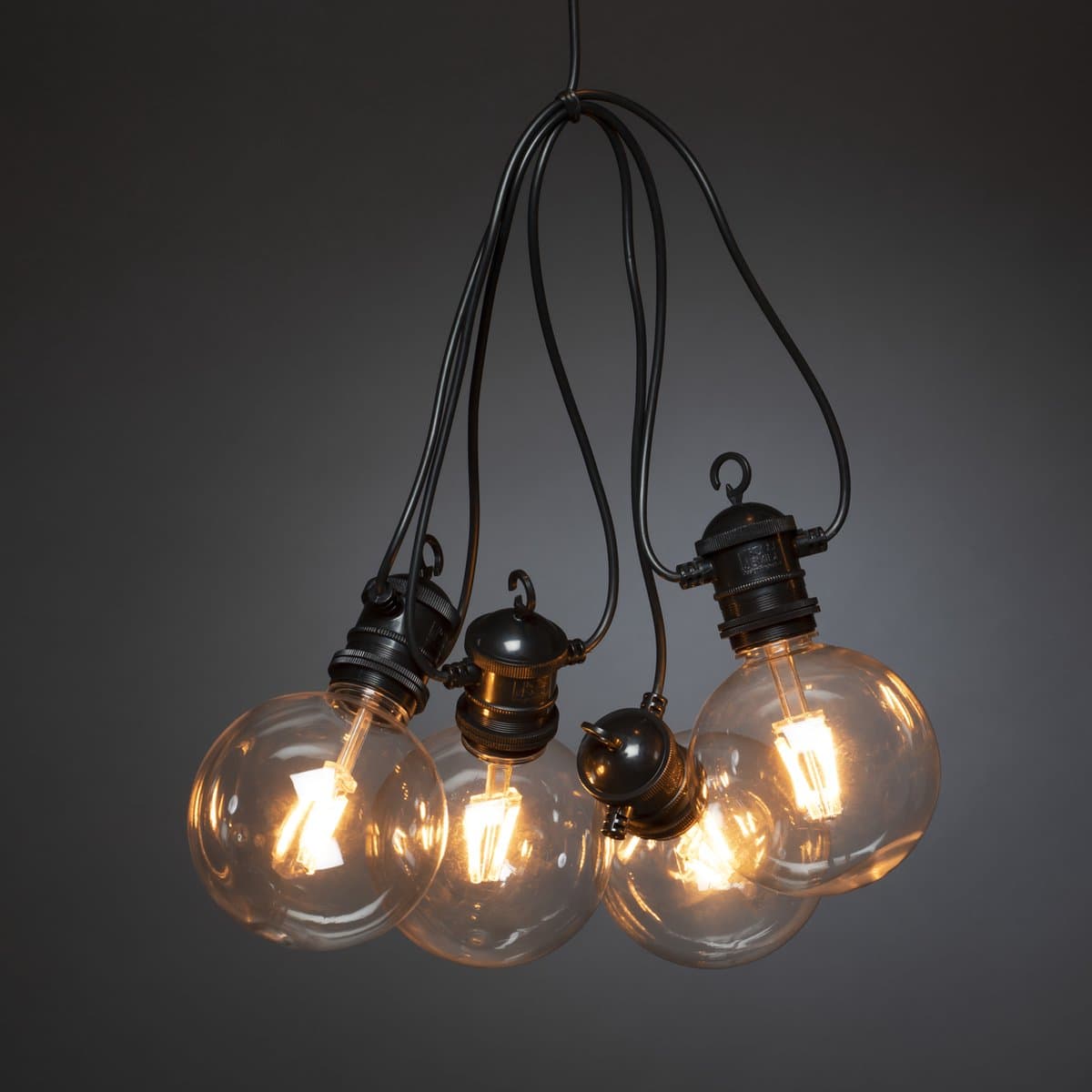 Konstsmide® Sweden  2394-800 - Snoerverlichting – Connectable  startsnoer 10m  - 10 transparante globes ø10cm - extra warmwit – premium verwisselbare filament PowerLED - zeer energiezuinig en duurzaam – verlengbaar tot max 40m - 24V - 5 traps dimmer
