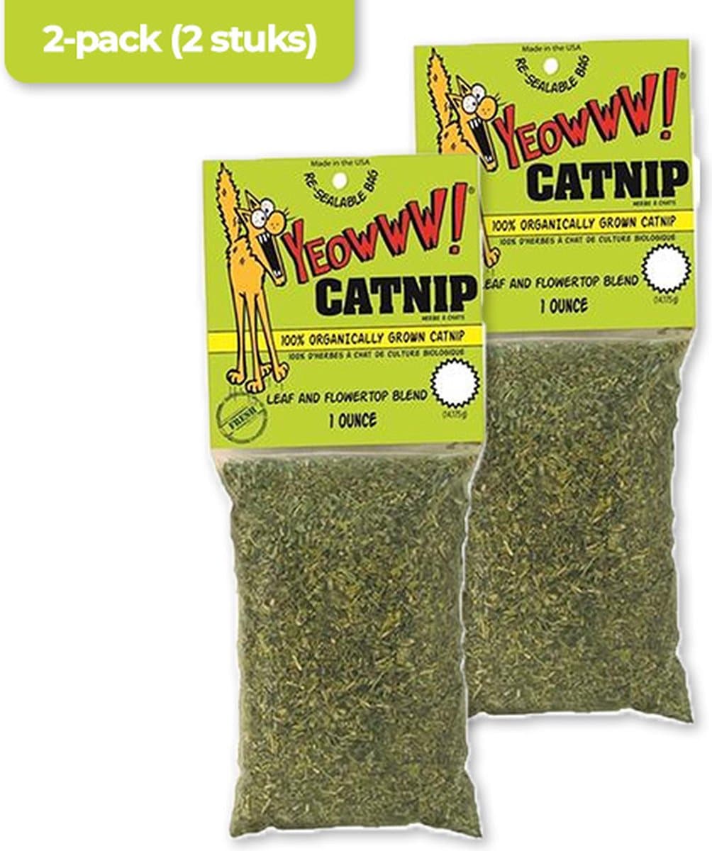 Yeowww! Catnip Zakje – Catnip voor katten – Kattenkruid – Kattenspeelgoed – Navulling voor kattenspeeltjes – Katten snacks – 2x30 gram – Stress verlagend – 2-pack
