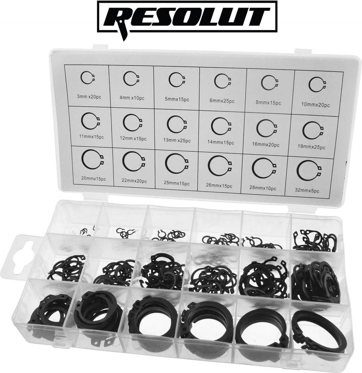 Borgveer - Circlip - Seegerring assortiment 300-delig in assortimentsdoos