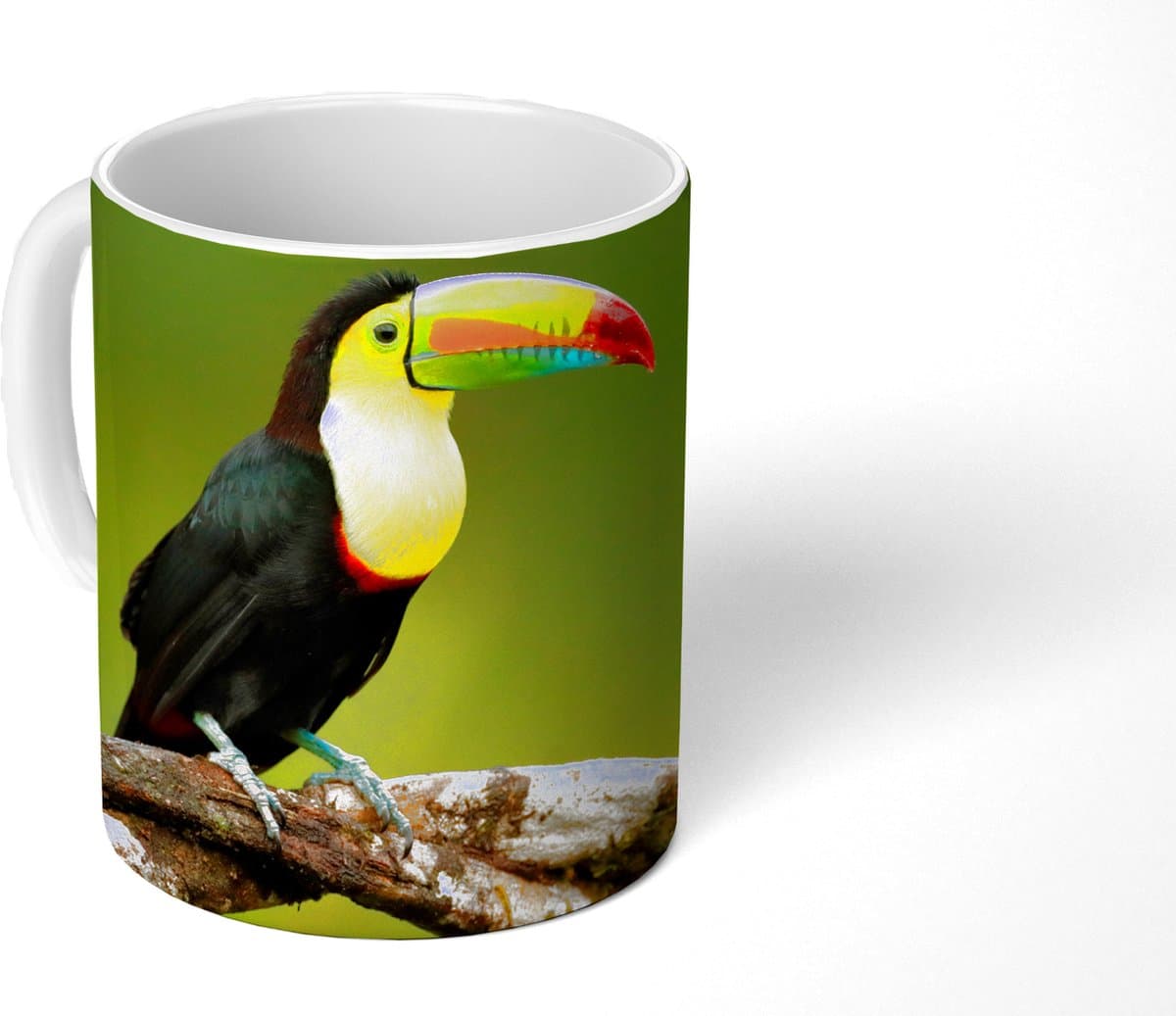 Mok - Koffiemok - Vogel - Toekan - Regenboog - Groen - Tak - Mokken - 350 ML - Beker - Koffiemokken - Theemok