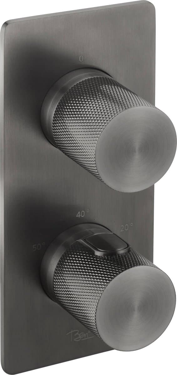 Ben Engraved Cross douchethermostaat afbouwdeel met omstelrichting gunmetal