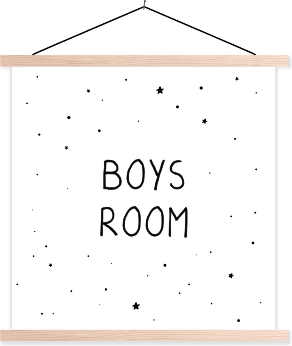 Posterhanger incl. Poster 90x90 cm - Schoolplaat - Quotes - Boys room - Spreuken - Jongens - Kind - Textielposter - Blanke latten