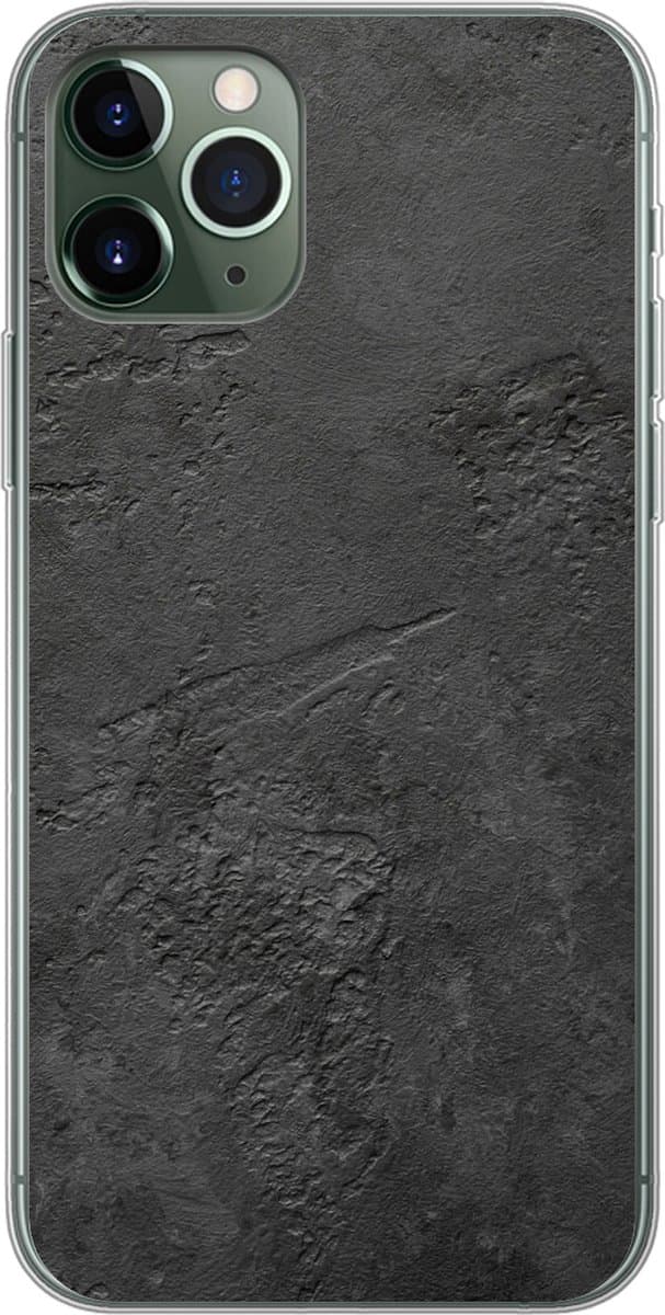 Telefoonhoesje Geschikt voor iPhone 11 Pro hoesje - Beton print - Structuur - Industrieel - Zwart - Grijs - Siliconen Telefoonhoesje Telefoonhoesje