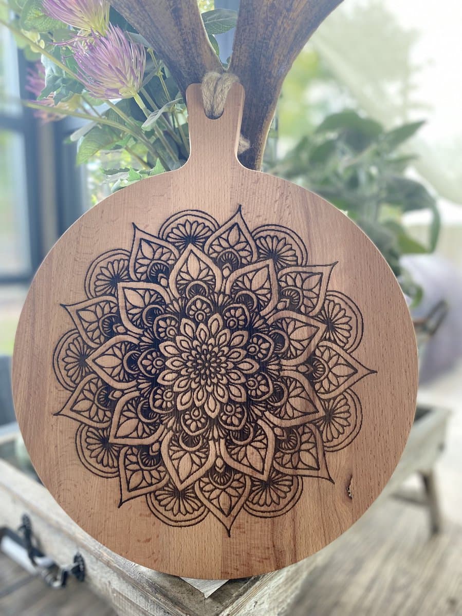 Serveerplank rond 35 cm - mandala