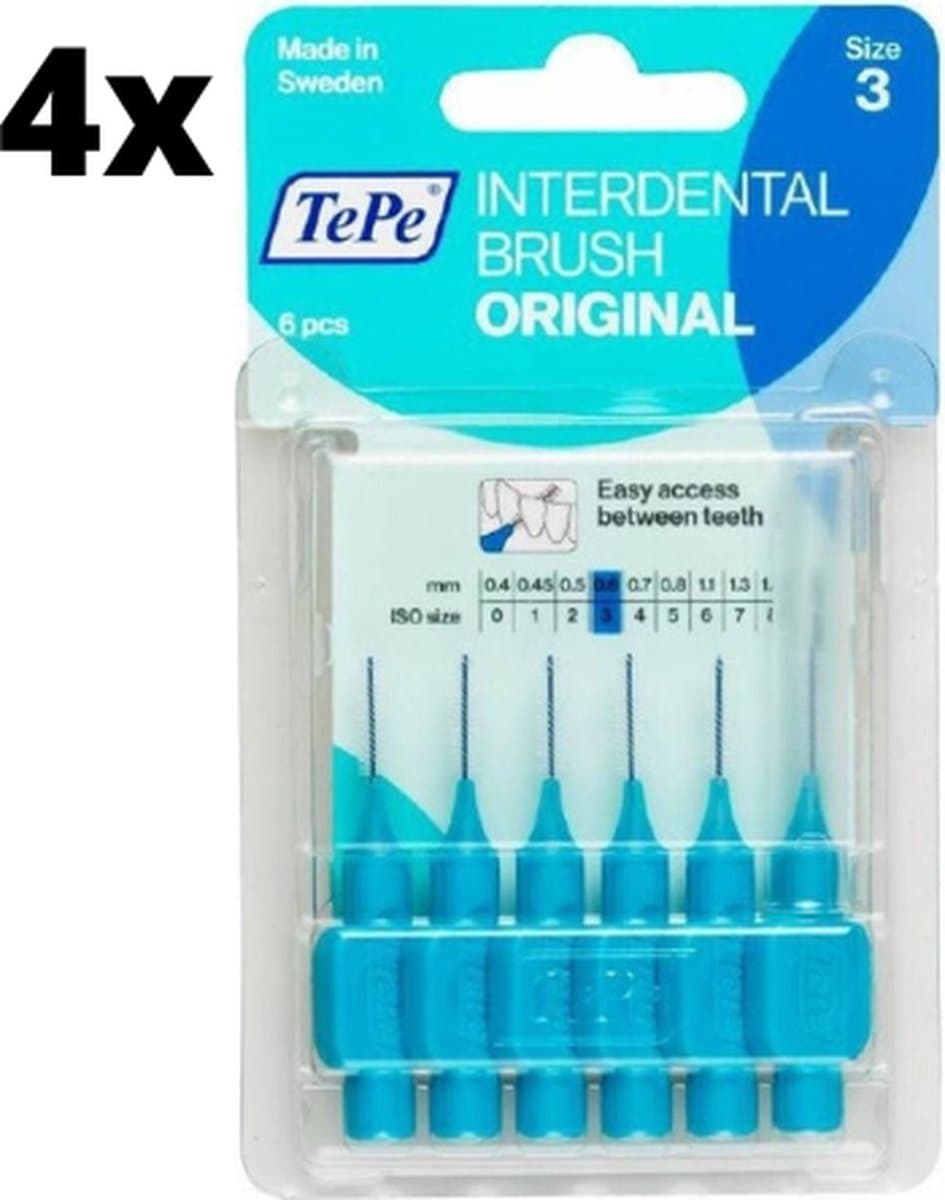 TePe Ragers Blauw 0,6mm - 4 x 6 stuks - Voordeelverpakking