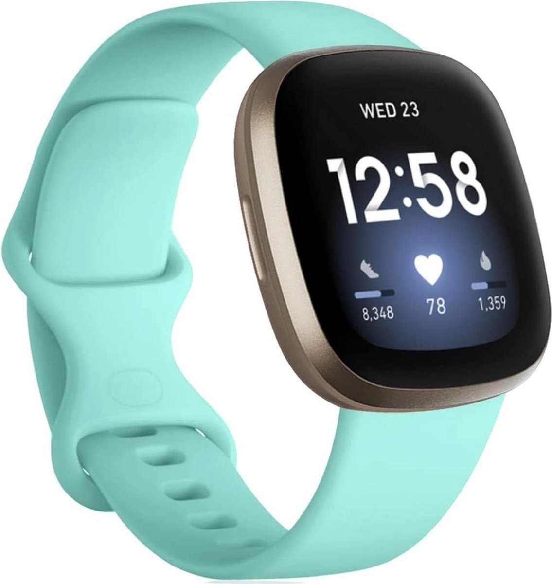 By Qubix - Compatible Fitbit bandje - geschikt voor Fitbit Versa 3 & 4 / Sense 1 & 2 Sportbandje - Mint Groen - Maat: S/M Smartwatchbandje bandje Armband Polsband Strap Band Watchband