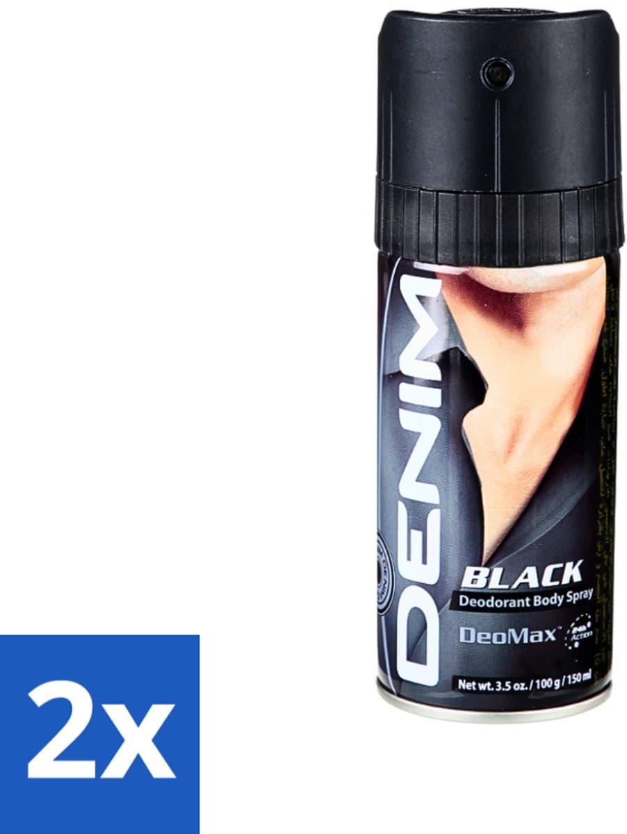 2 x Denim - Deodorant Aerosol - Black Geur - Voor Mannen - 150 ml - Deodorant Spray Mannen - Deodorant Spray - Deodorant Spray 150 Ml - Deodorant Spray Denim Black - Deodorant Spray Langdurige Frisheid