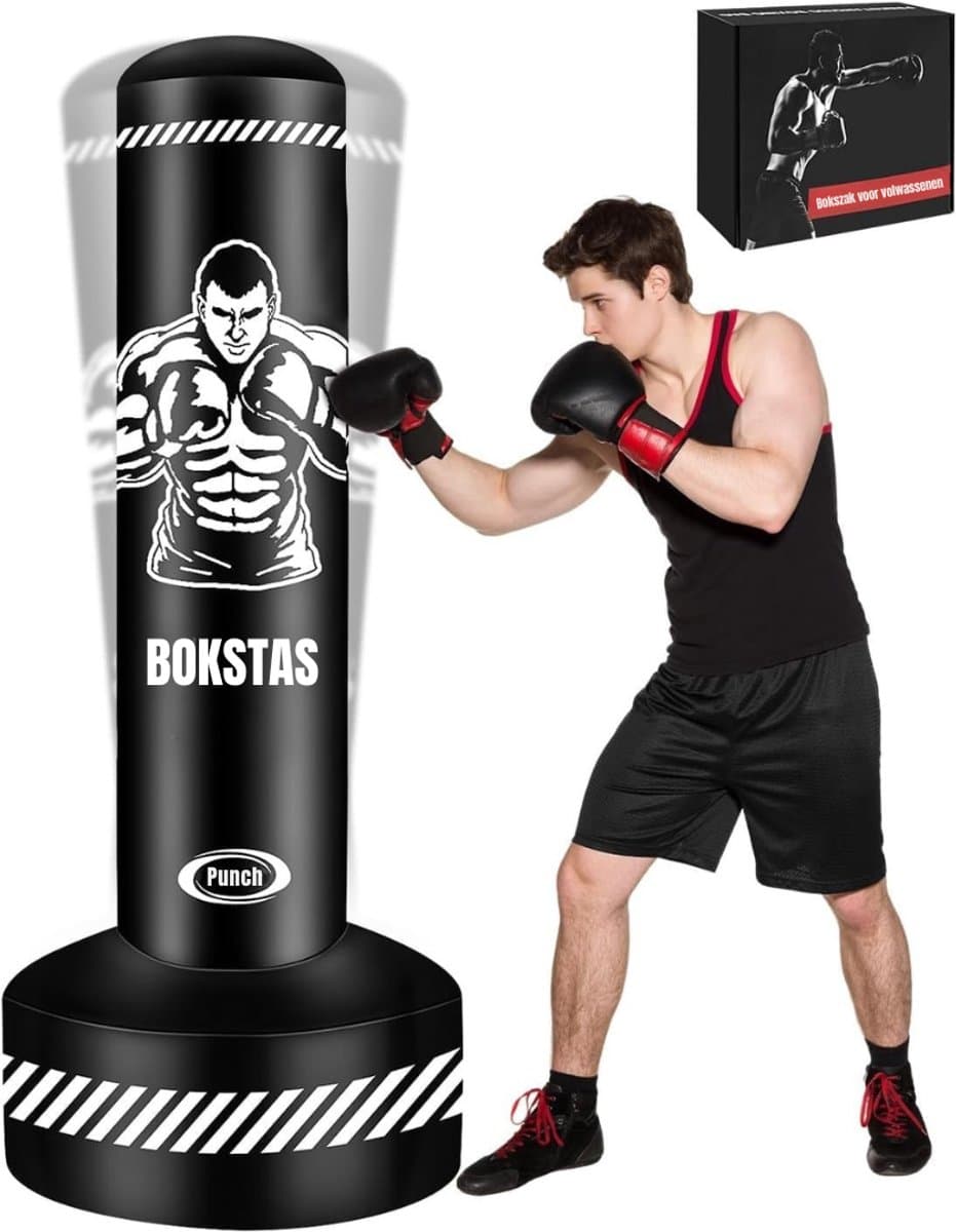 Quvo® Bokspaal - Fitness - Zwart- 60cm x 60cm x 180cm