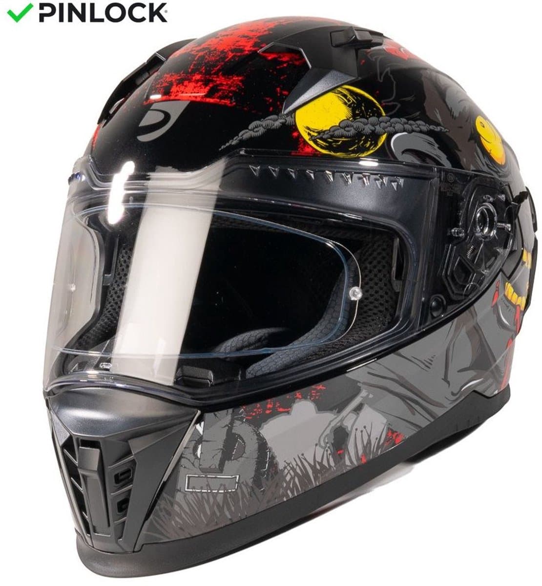 MOTOBLOUZ EROS NEGAN Integraalhelm - ECE 22.06 gekeurde Helm Scooter, Motor & Brommer - Heren & Dames - Zwart/Grijs - XL