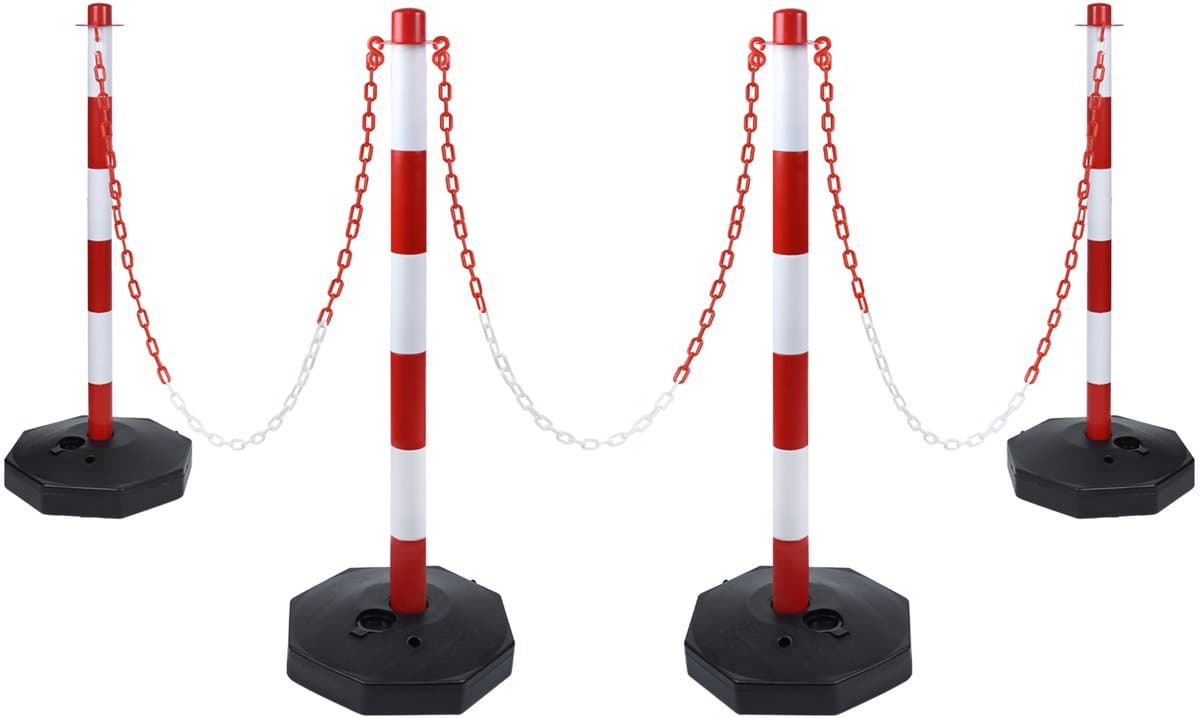 ACXIN 4 Stuks Afzetpalen Set Met Ketting - Kettingpalen - Vulbaar Met Water En Zand - 82 cm Hoog