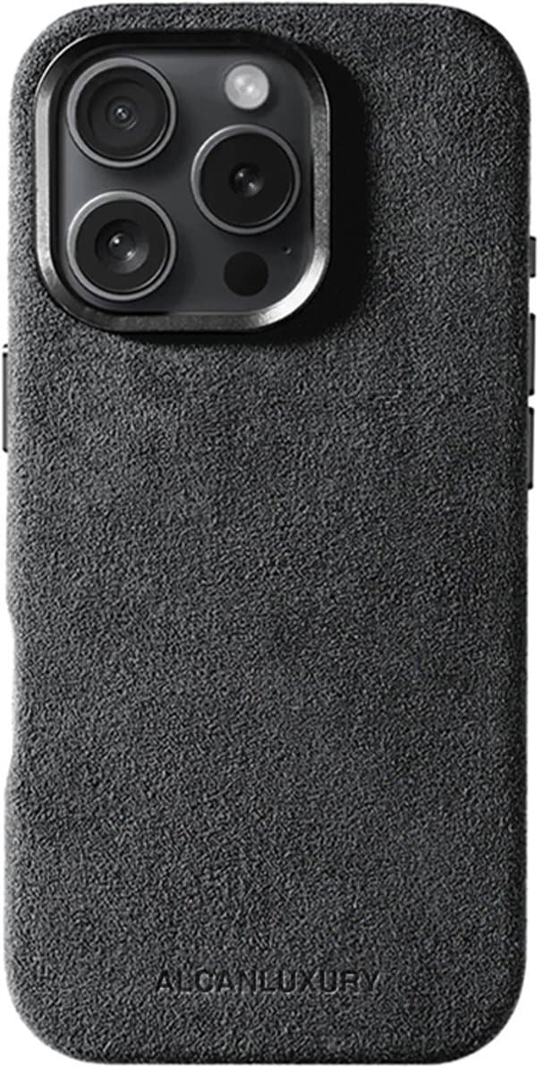 Alcanluxury Alcantara telefoonhoesje geschikt voor Apple iPhone 16 Pro - Space Grey