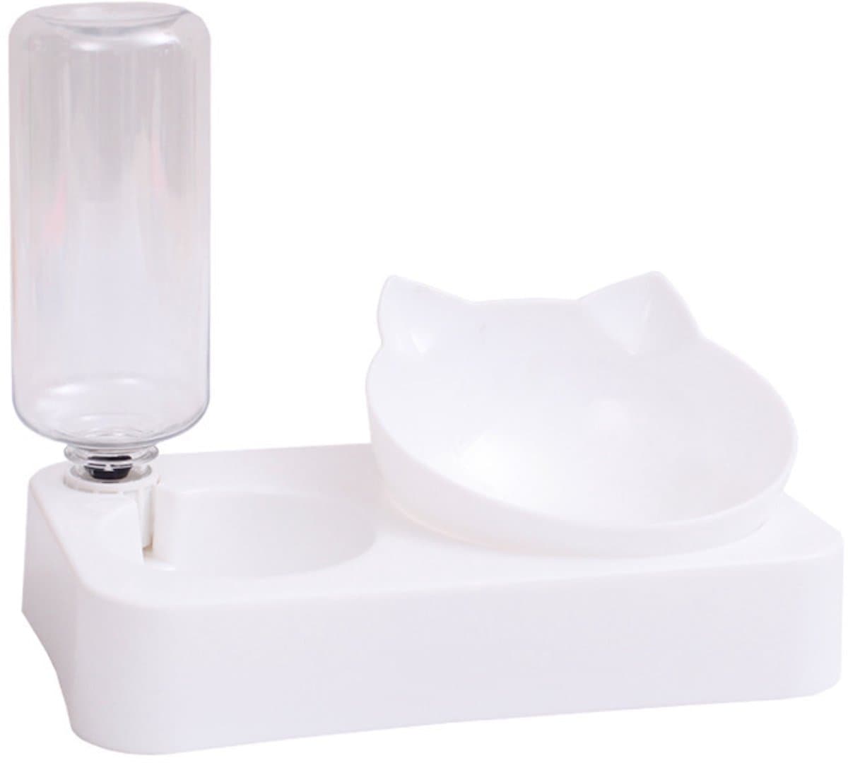 Dubbele voer- en waterbak voor honden en katten - Voer- en waterbakset met 15° kantelmechanisme en automatische waterfles voor kleine en middelgrote honden en katten
