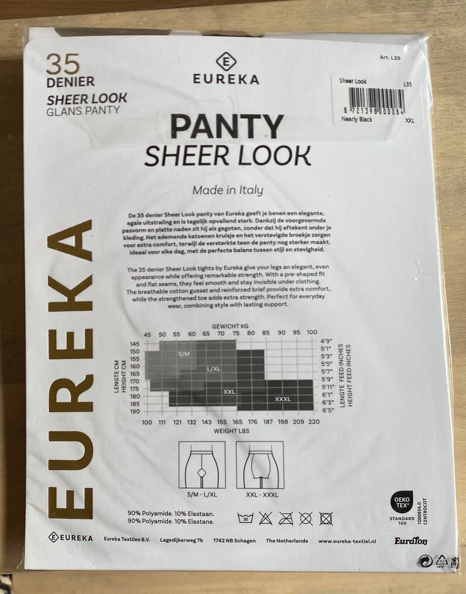 Eureka 35 denier glans panty Nearly Black XXL