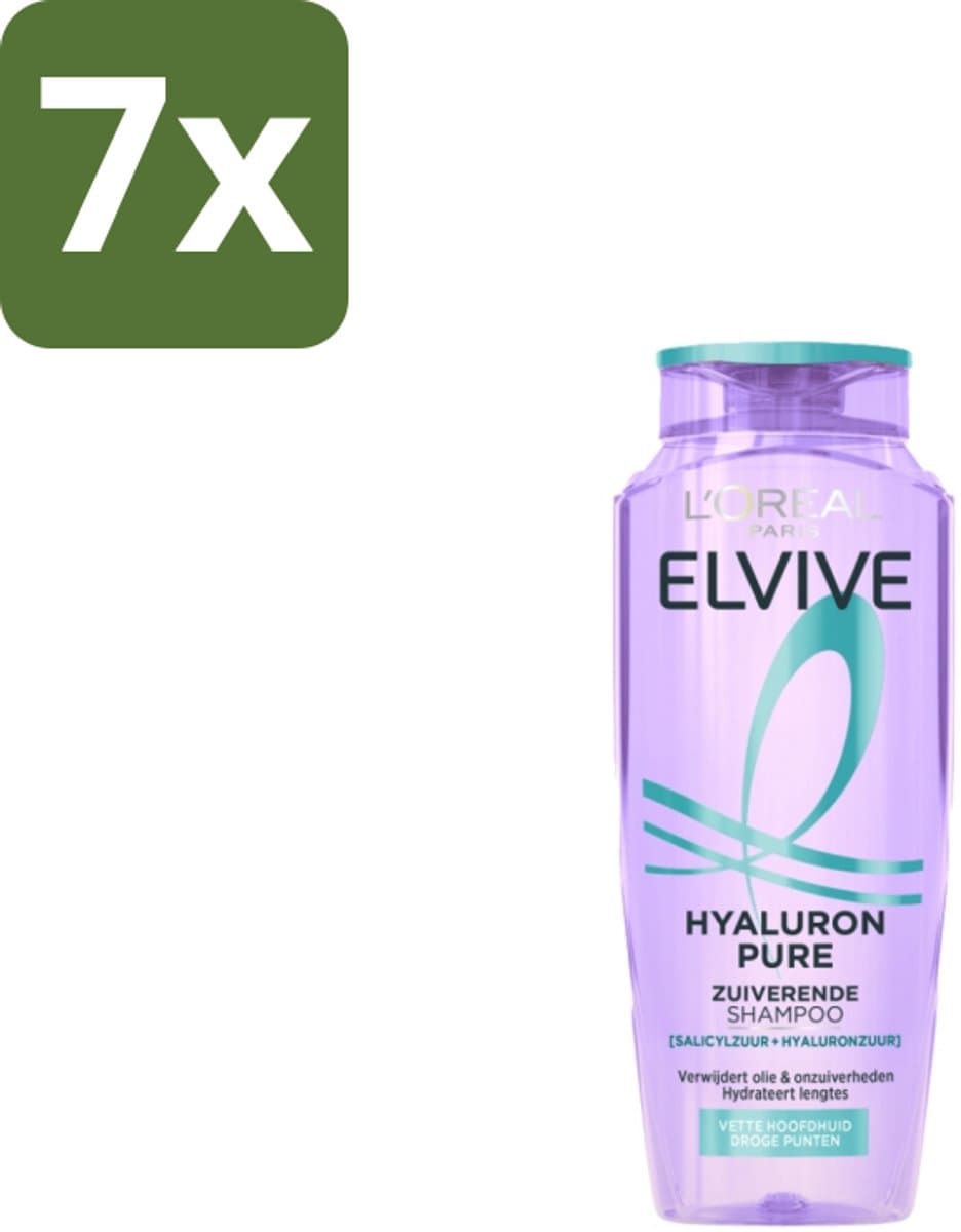 L’Oréal Paris Elvive – Shampoo – Hyaluron Pure – Zuiverend – 250 ml - Bulkverpakking - 7 stuks