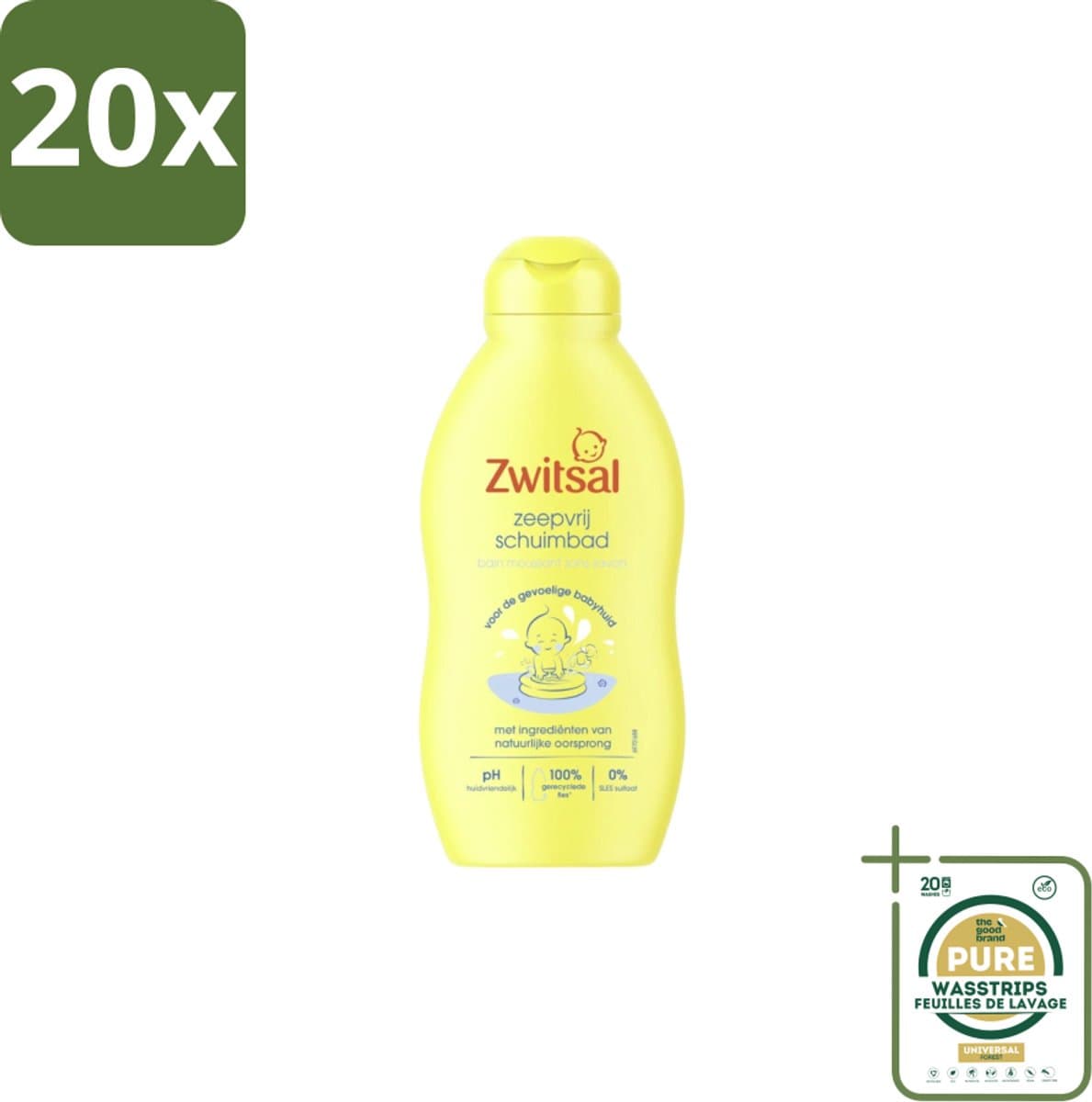 20 x Zwitsal – Schuimbad – Zeepvrij – 200 ml - Grootverpakking - Baby Bad - Zeepvrij Schuimbad - Babyhuid Verzorging - Babyhuid Bescherming - Schuimbad Baby