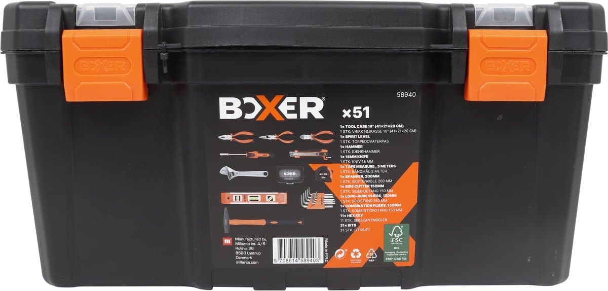 Boxer® 51-Delige gereedschapsset in koffer - Toolbox - Gereedschapskoffer Gevuld - Gereedschapskist - Schroevendraaierset - Handgereedschap - Basisgereedschap - Cadeau voor mannen