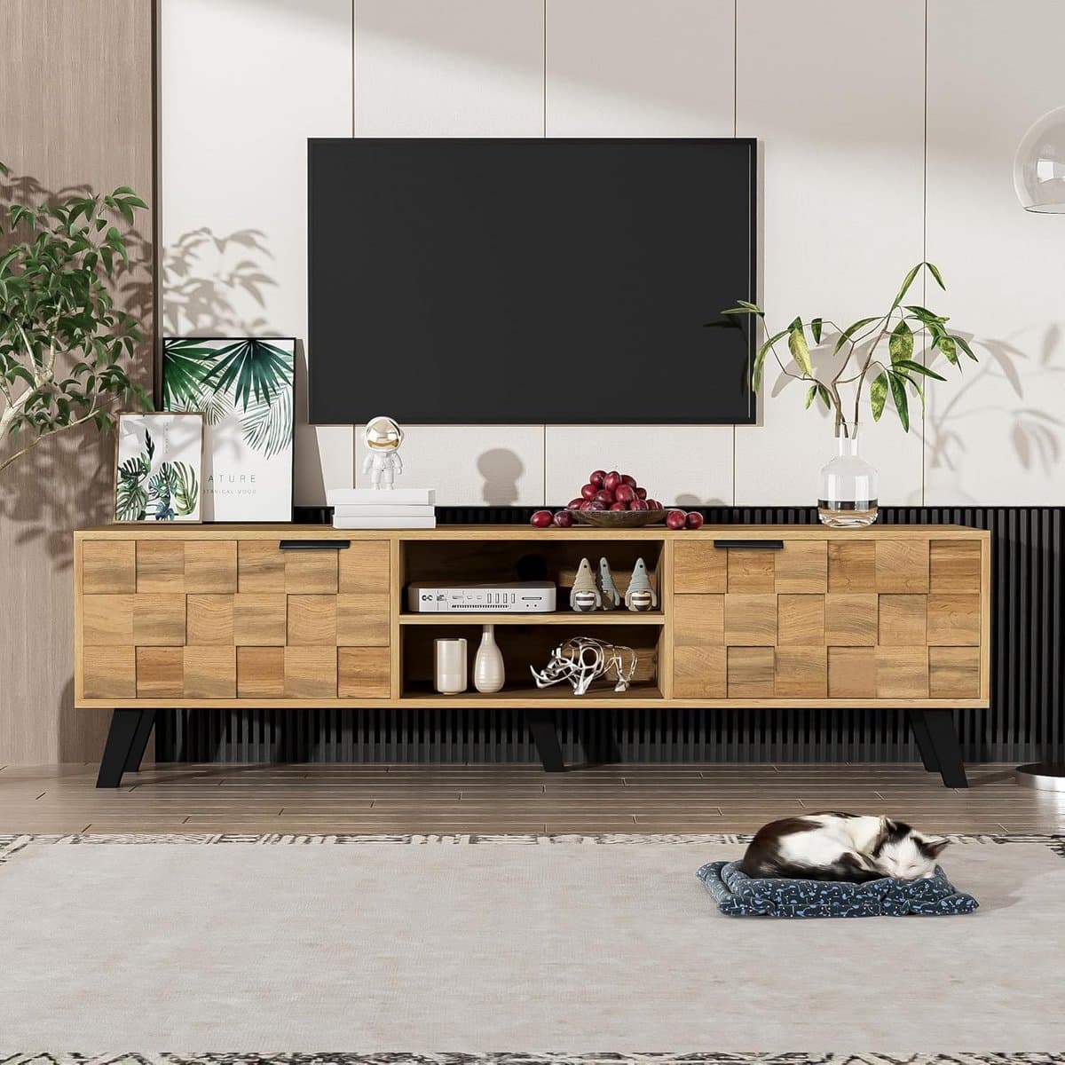 Moderne TV-Kast - Mediaconsol Meubel - Woonkamer Entertainment - Robotstofzuiger Vriendelijk - 160x35x45 cm - Houtkleur