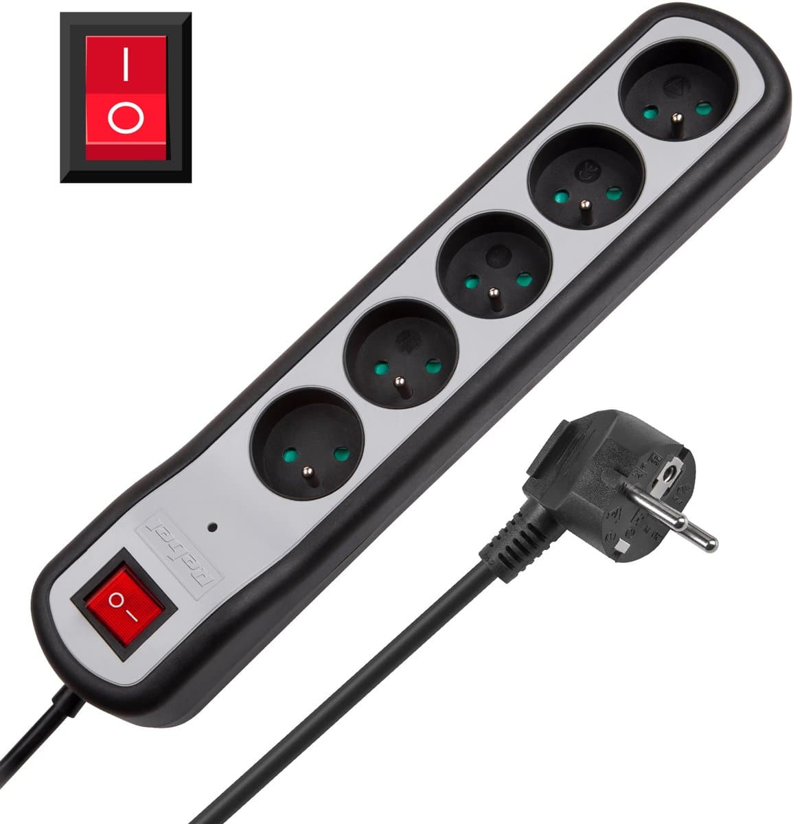Rebel Serie - Stroomverdeler - 1.5m - 5 Gaten - Kinderbeveiliging