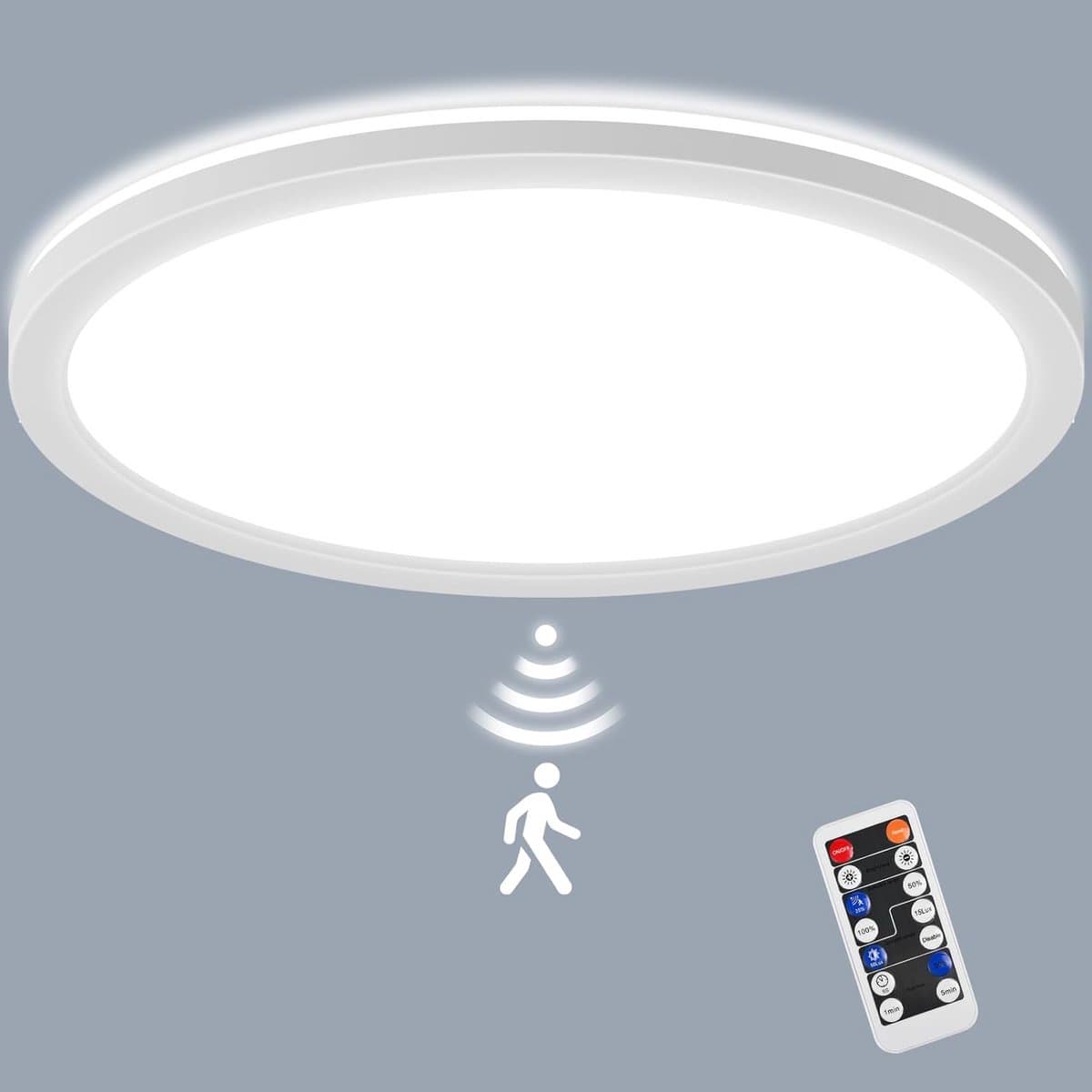 LED Plafondlamp met Radar Bewegingsmelder en Afstandsbediening 30W Dimbaar Wit