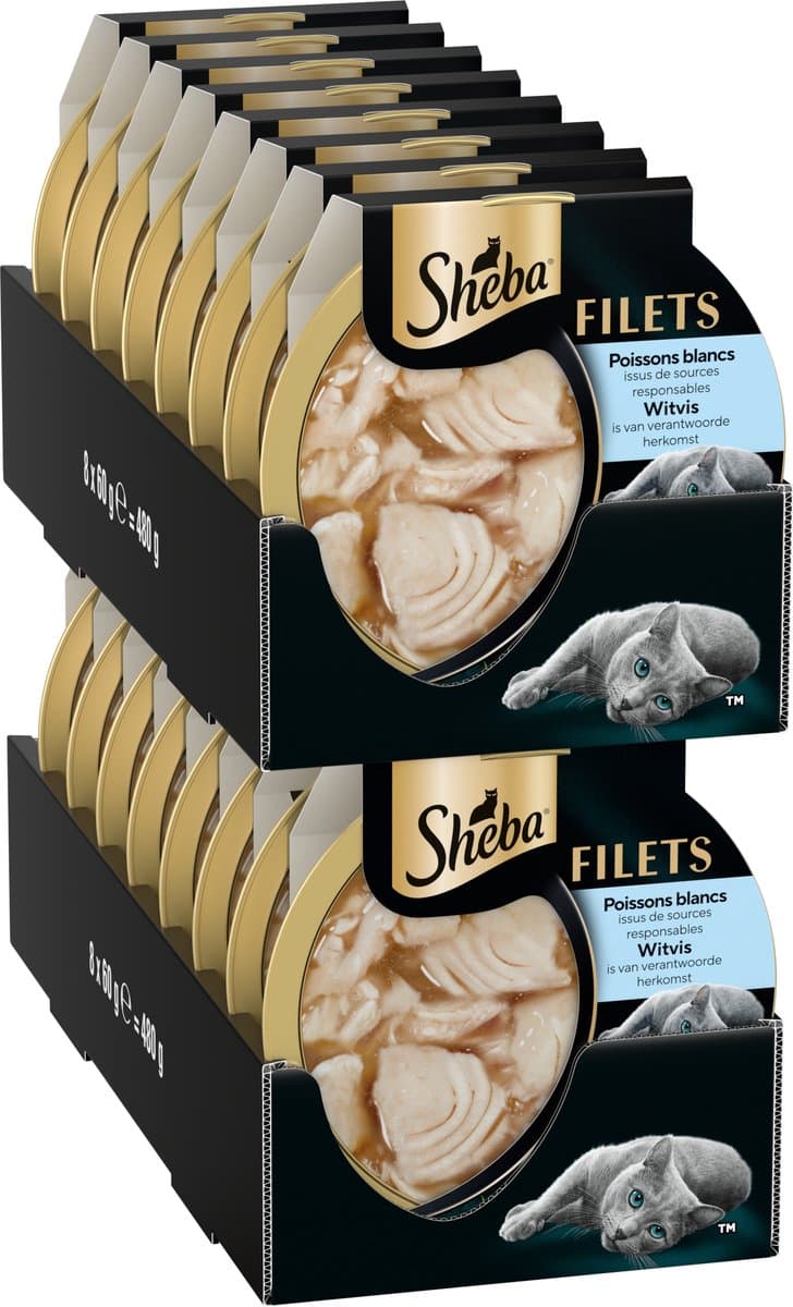 Sheba Kattenvoer - Filets - Duurzame Witvis in saus - 16x60g