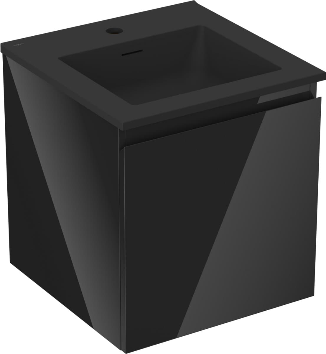 Mexen Orio badkamerkast 45 cm met wastafel Otis, 1 lade, zwart glans/zwart mat - 91A10-04547-1-BF70-W18M71