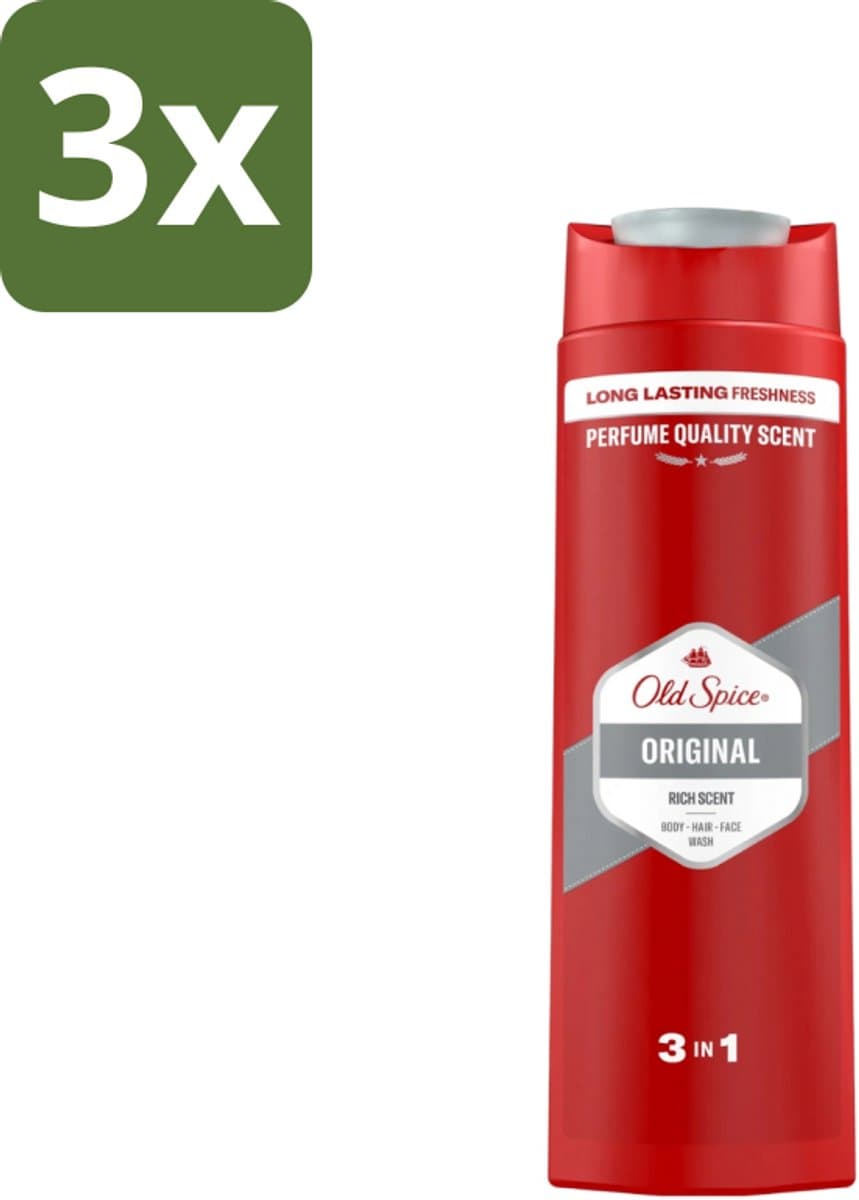Old Spice - Original - Douchegel 3-in-1 - Reinigt, Verfrist & Verzorgt - 400 ml - Bulkverpakking - 3 stuks