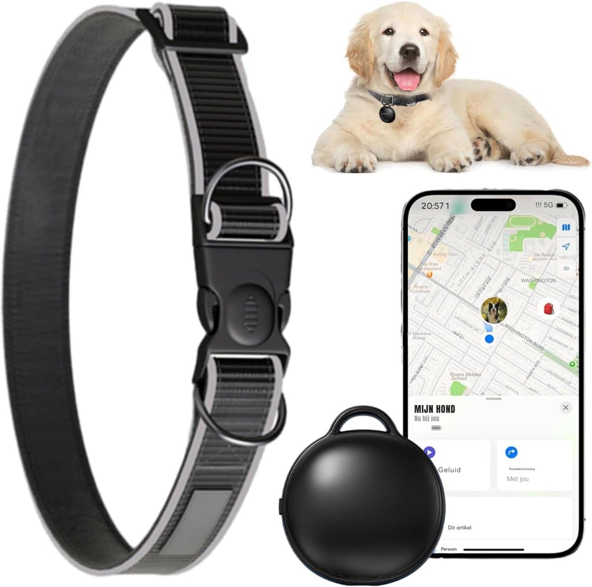 Nexvo® GPS Tracker hond - GPS Tracker - GPS Trackers - Zwart - 16cm x 15cm x 6cm