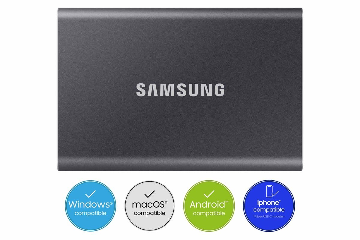 Samsung T7 SSD 1TB Grijs