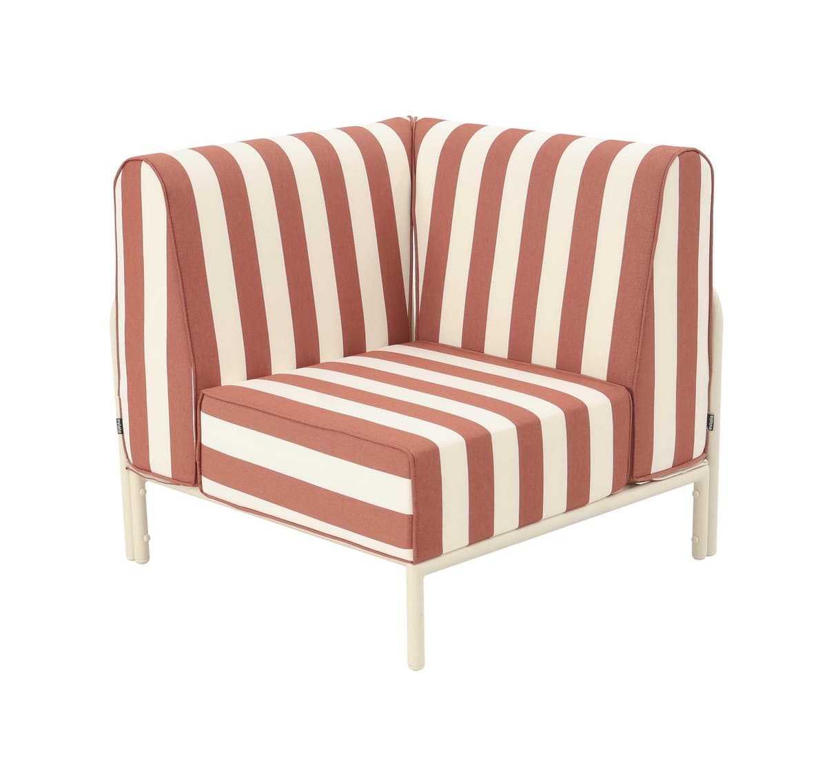 Oviala - Gestreepte hoekfauteuil modulaire tuinmeubelen terracotta stof - Patio