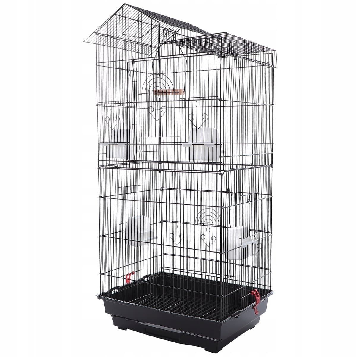 Een praktische draadkooi, geschikt voor papegaaien en als decoratie in een vogelhuisje.