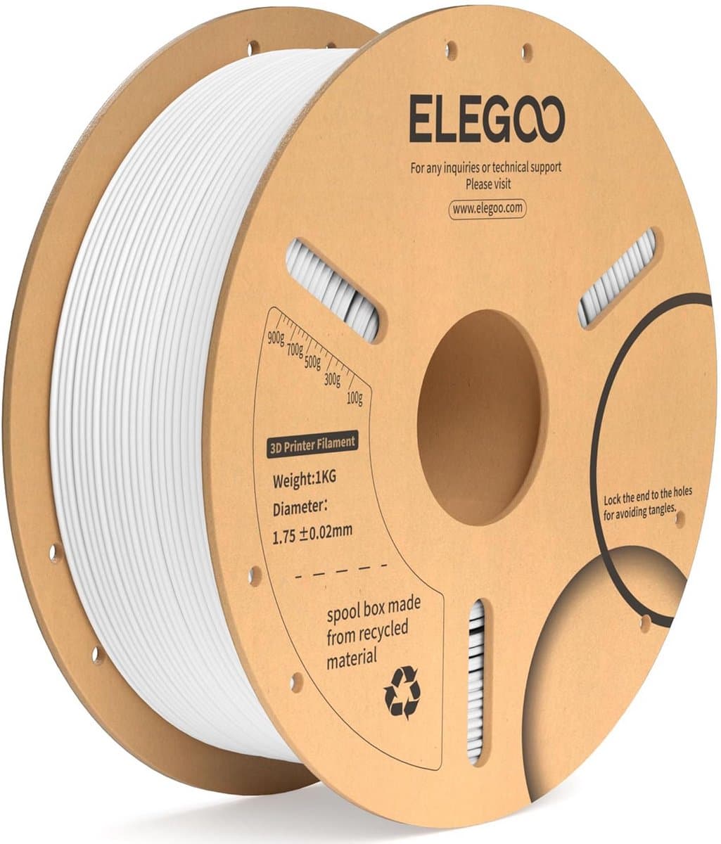 PLA+ Filament 1.75mm Wit 1kg voor 3D Printers, Sterk en Duurzaam, Maatnauwkeurigheid +/- 0.03mm