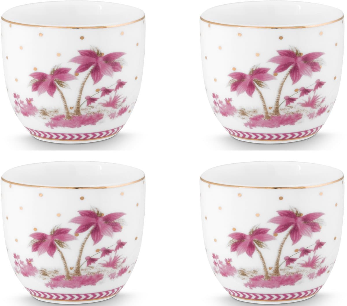 Pip Studio Jolie Pink Eierdoppen – Set van 4 – Porselein - Roze