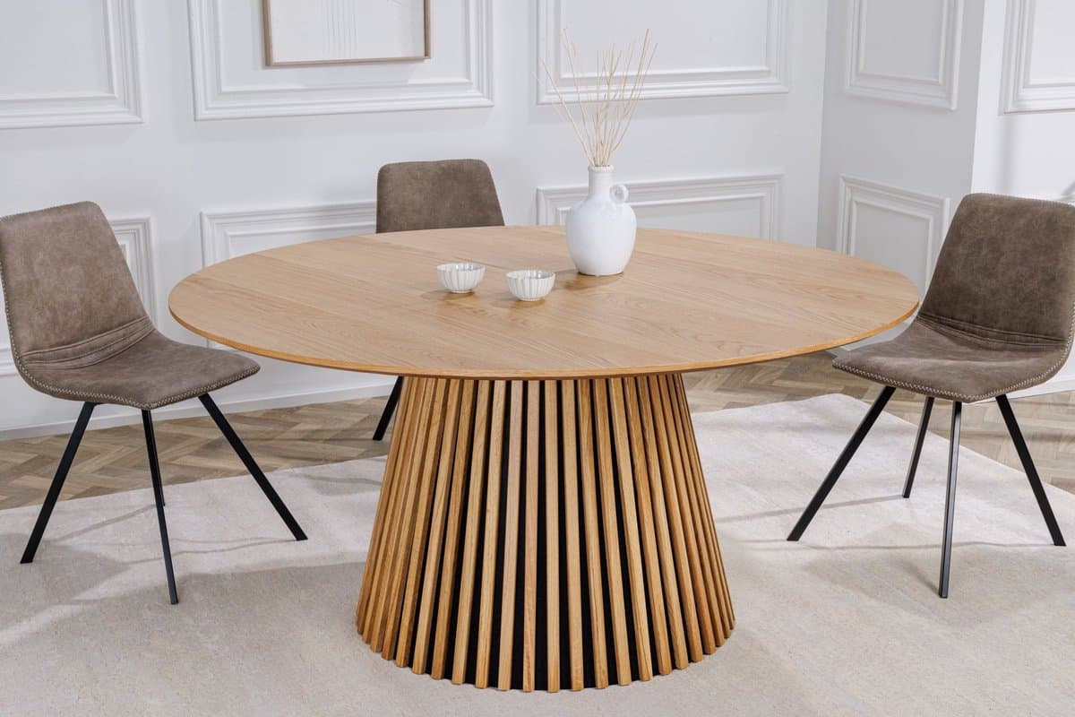 Ronde eettafel VALHALLA WOOD 120 cm naturel eiken kolomvoet - 43428