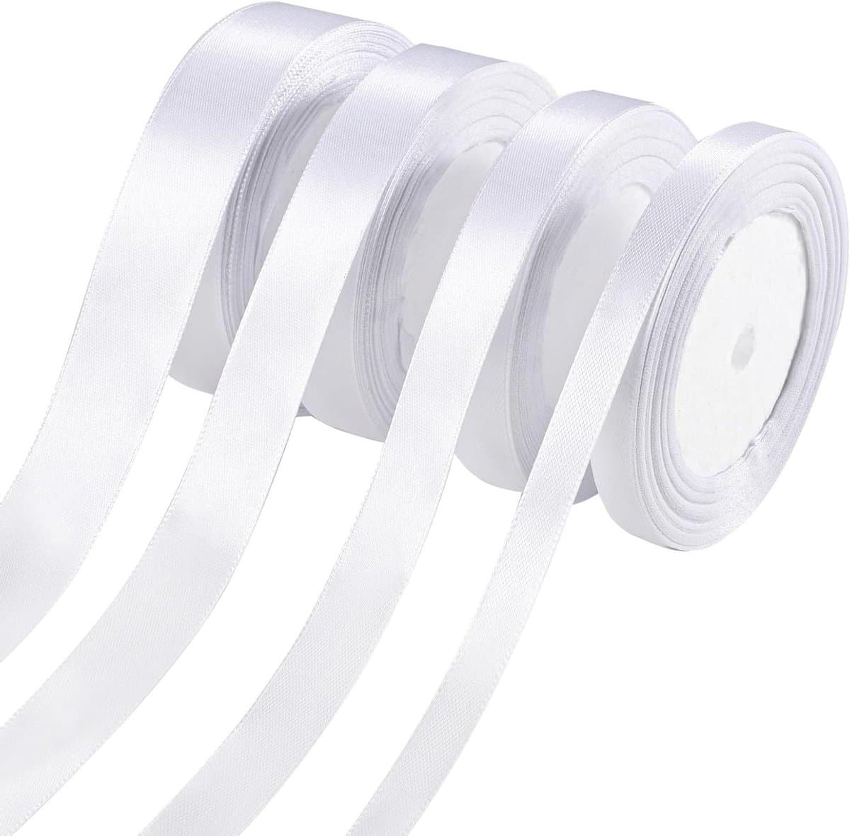 Allecto plus - Satijnen lint voor bruiloft en decoratie - 10/15/20/25 mm - wit - cadeaulint - stoffen lint - verjaardag en Valentijnsdag - feest en geschenkverpakking - knutselen - bruiloftsdecoratie - 22m/rol
