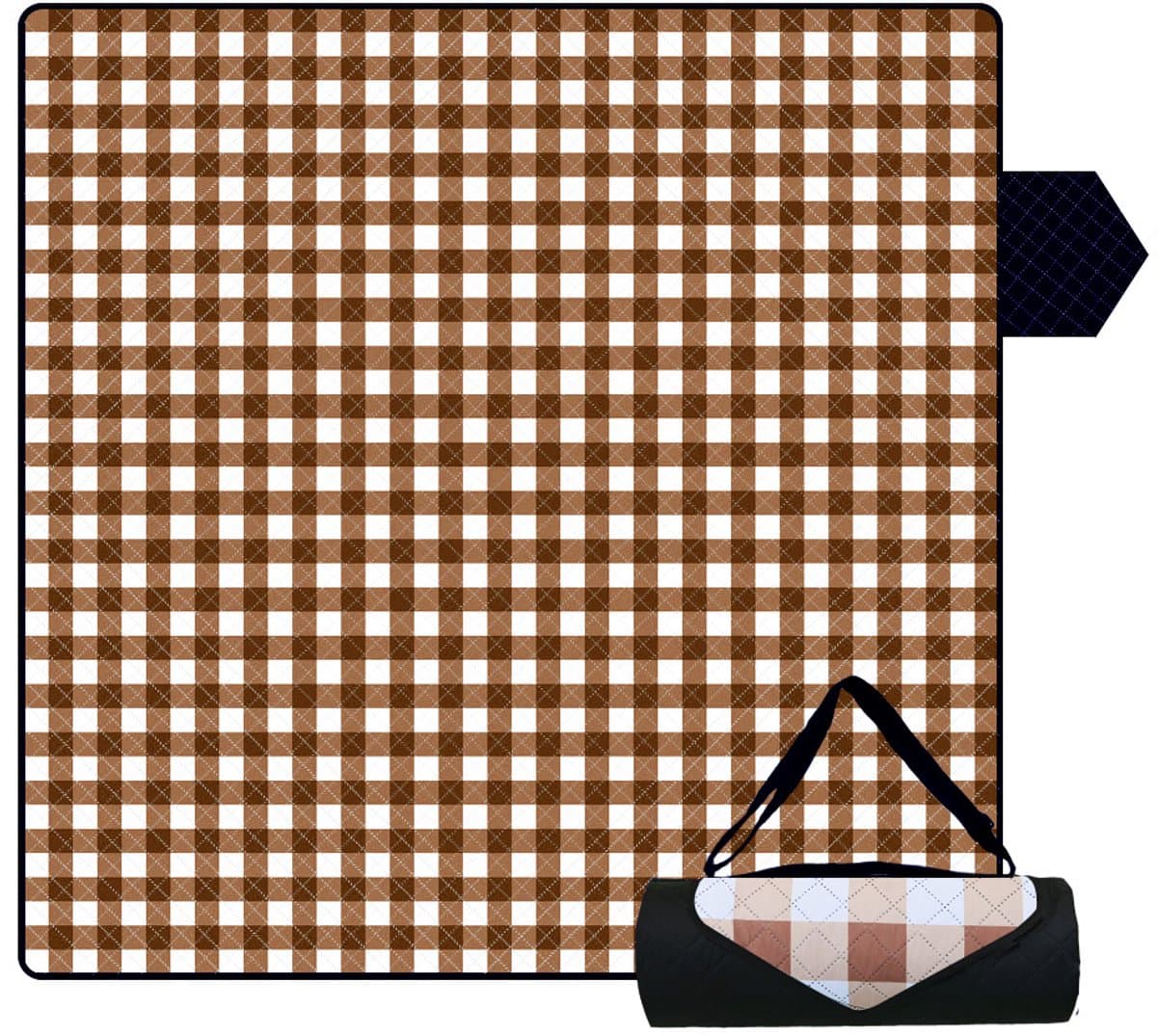Fuegobird- Picknickdeken-200 x 200 cm-Stranddeken- Opvouwbare campingdeken- Waterdicht- Zanddichte picknickmat- Draagbare tuin-strandmat- Machinewasbaar- voor kamperen- Tuin- Park- Strand-geschikt voor kinderen's kruipdeken (Bruin)