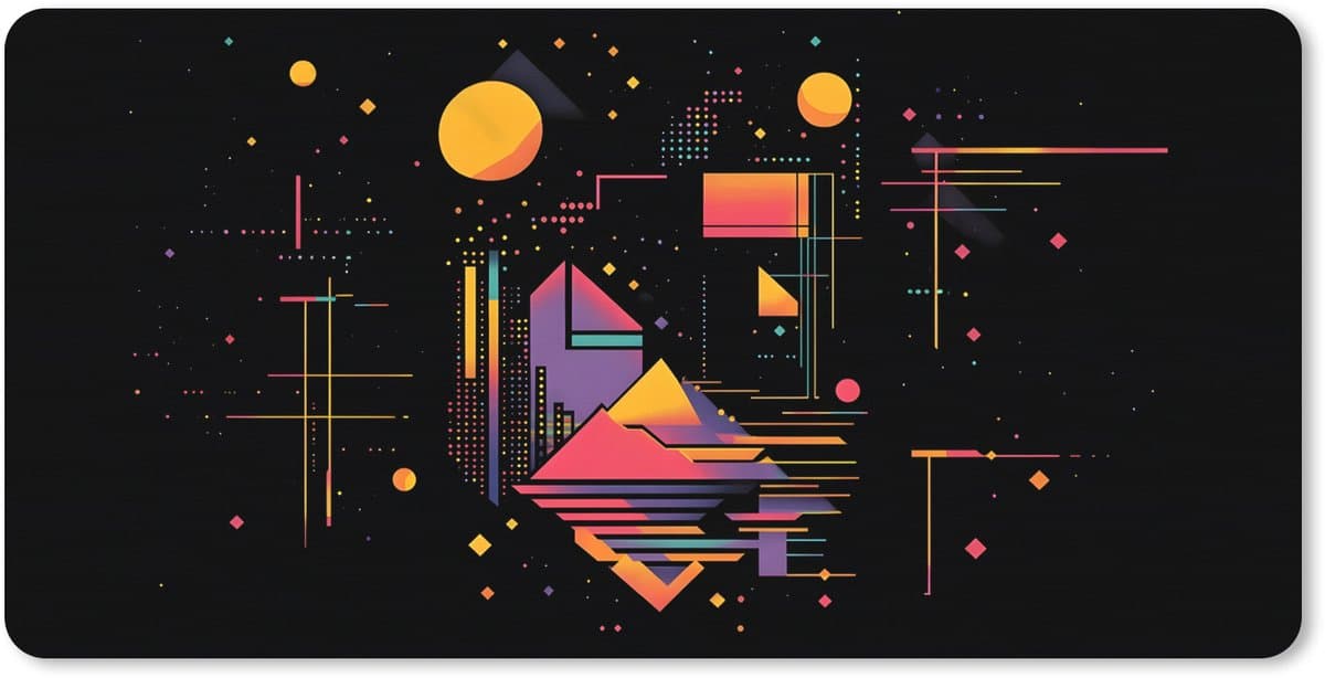 Muismat XXL 80x40 cm - Bureau onderlegger - Bureau mat Abstract - Vormen - Lijnen - Kleurrijk - Bureaumat - Gaming mousepad xl - Bureaulegger groot - Computer deskmat