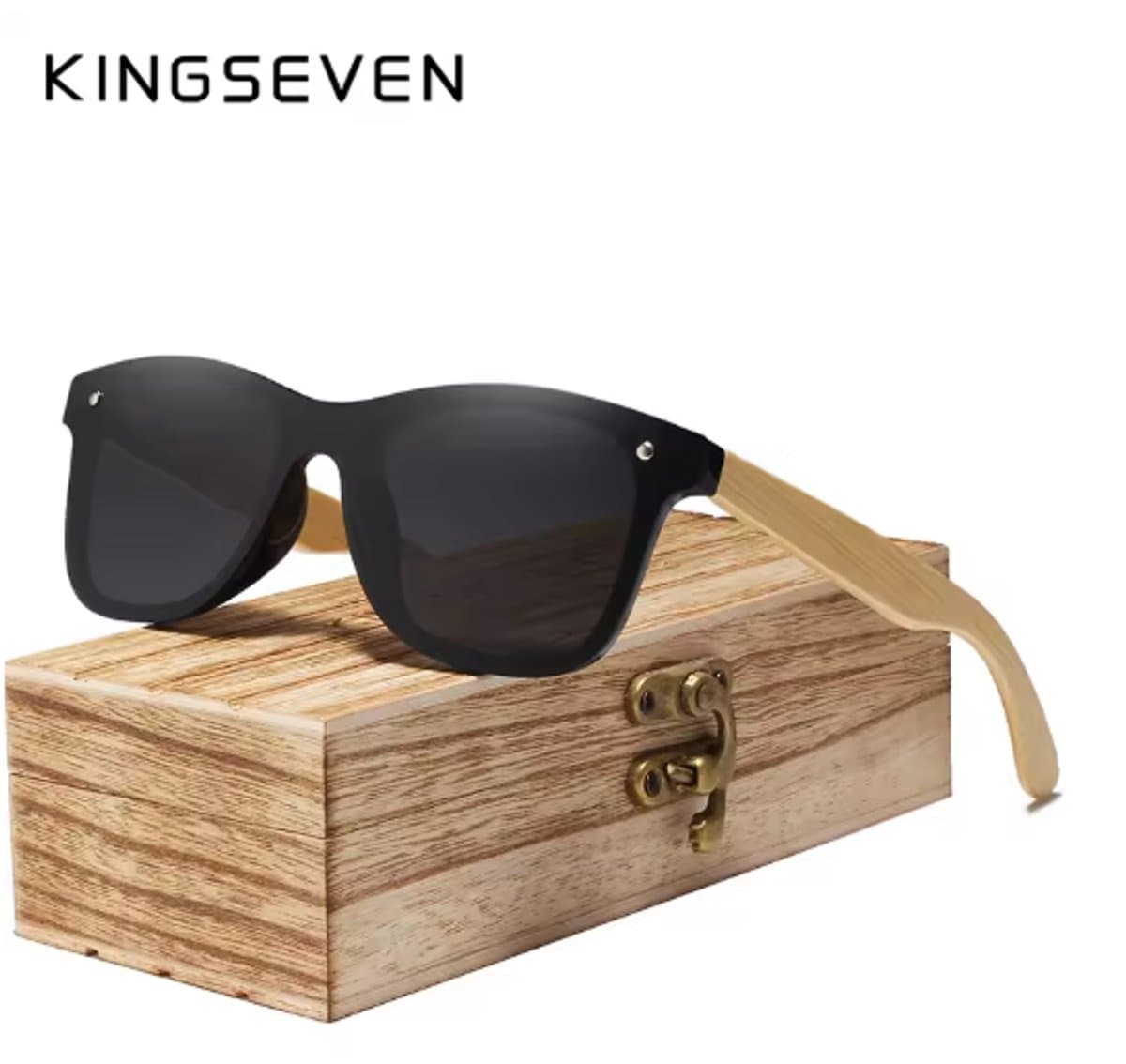 KINGSEVEN Zonnebril H5504 - Zwart – Heren - Vrouwen - Gepolariseerd - UV400 - Bamboe - Randloos