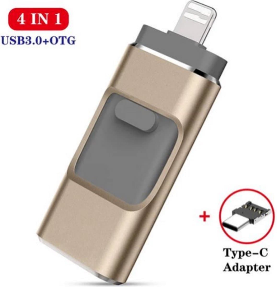 4 In 1 Usb Flash Drive Geschikt Voor IPhone Xr 7/8/X/Xr/Xs/11/Ipad Usb Stick Pendrive Geheugen Flash 256Gb Foto Video's Overzetten Grote Opslag Bestanden Veilig Overzetten