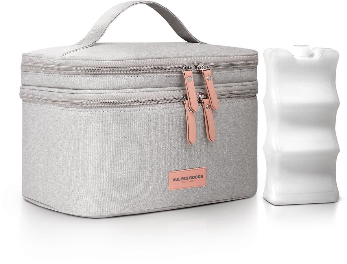 Vulpes Goods® Babycare - Luxe Koeltas met Koelelement - Voor Onderweg - Kolftas - Moedermelk tot 12 uur Koel - Koeltas Kolf - Koeltas Moedermelk - Bewaartas Babyvoeding - Premium Grey