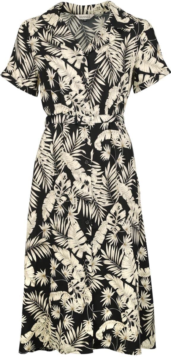 Banned Yvette Dames Midi-jurk - zwart/bruin - S
