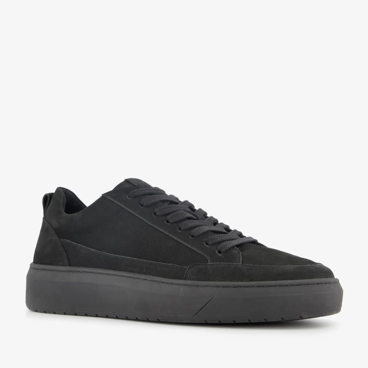 Van Beers leren heren sneakers zwart - Maat 42 - Uitneembare zool