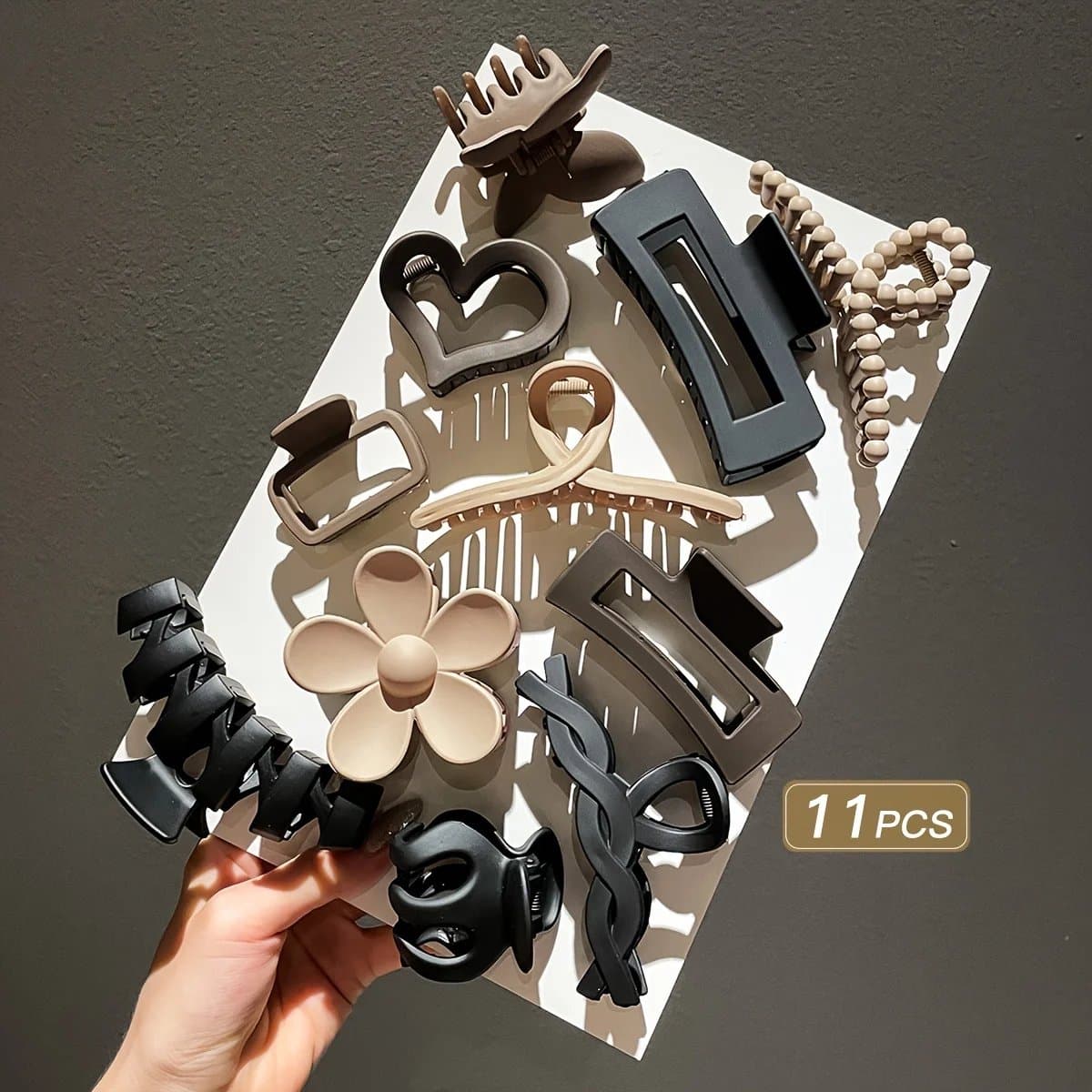 11-delige Luxe Dames Haarclip Set - Matte Haar Klauwen - Haai Clip - High-End Haaraccessoires