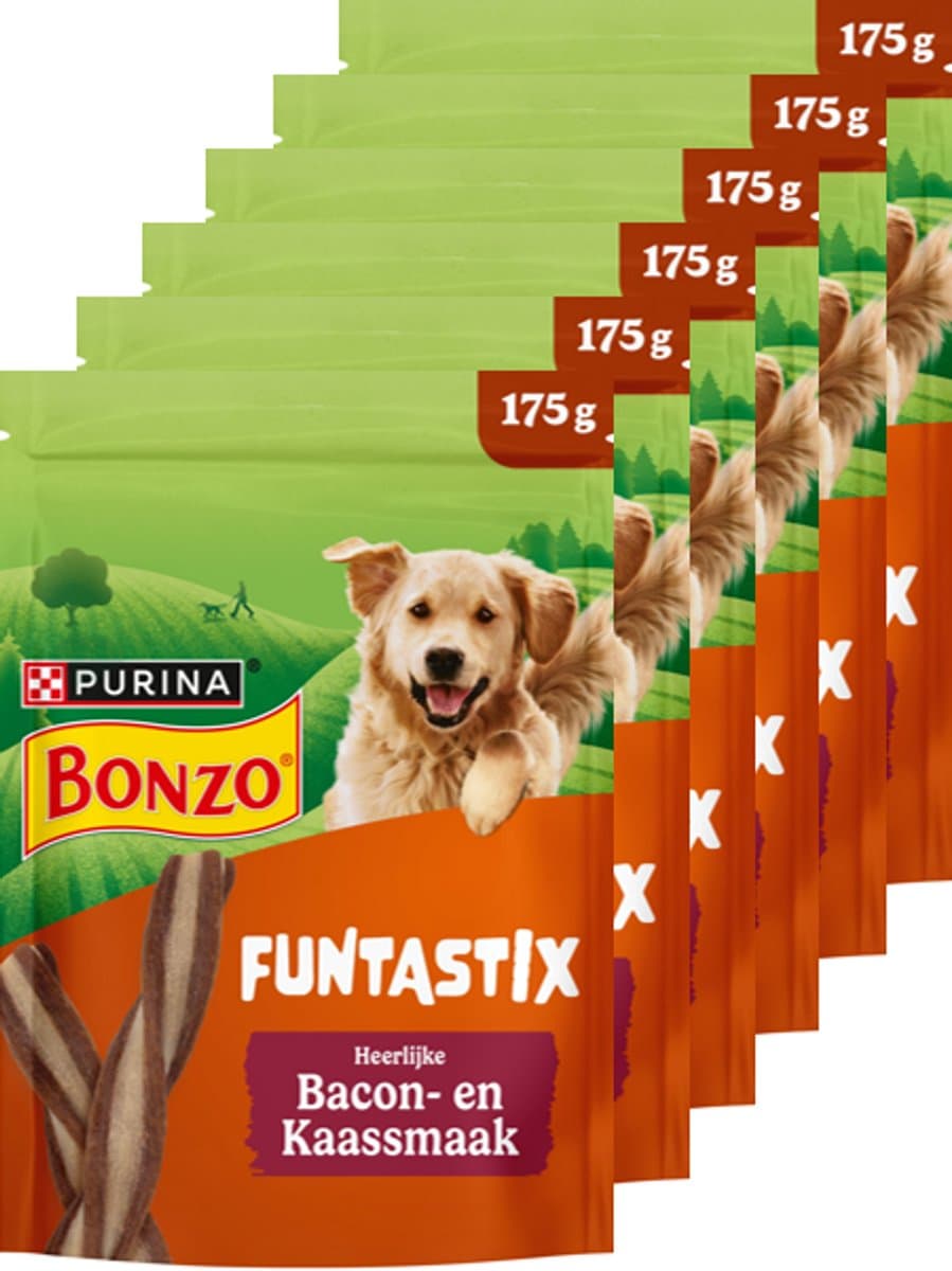 Bonzo Funtastix - Hondensnacks - Bacon & Kaas - 6 x 175 g