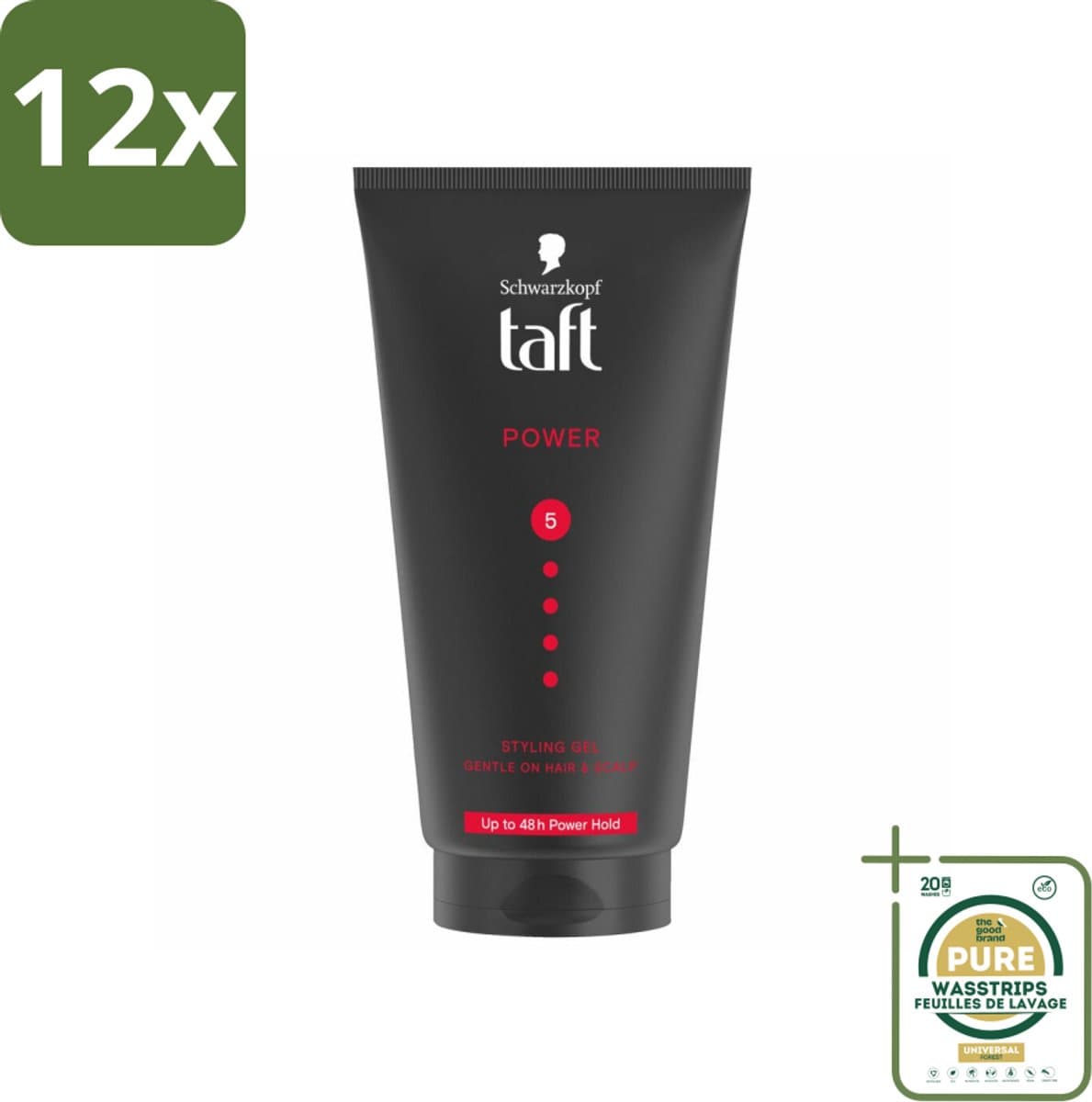 Taft - Power 5 - Styling Gel - Sterke hold voor elke stijl - 150 ml - Voordeelverpakking - 12 stuks - Taft - Haarproducten
