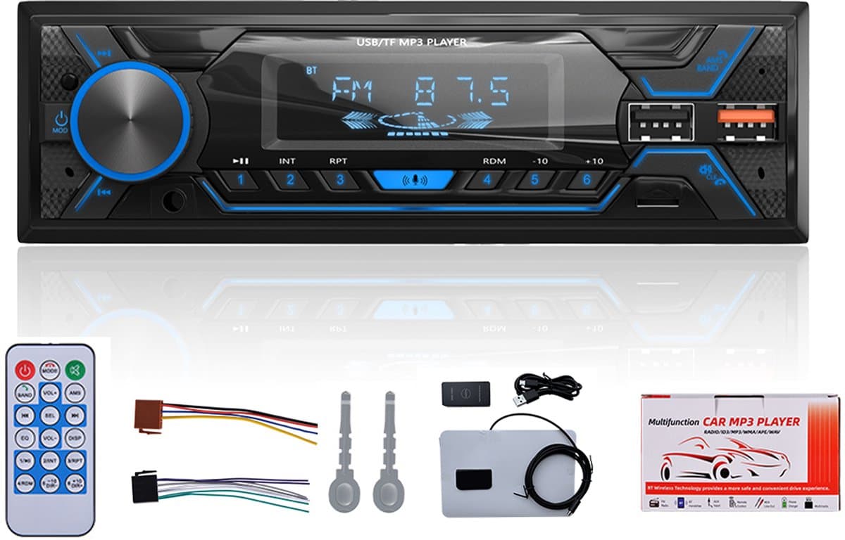 ESSGOO DAB Autoradio - Autoradio met Bluetooth - 1 din Autoradio - Dab+ en Fm Radio - Handsfree bellen - Usb Oplaadpoort - 4 x 60 Watt