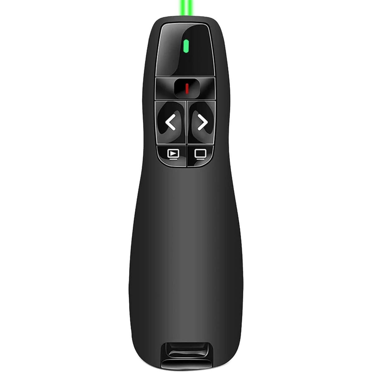 Ergonomische draadloze presentator - Perfect voor presentaties - Kan worden gebruikt als laptop- en PowerPoint-afstandsbediening - 2,4 GHz USB-presentatieafstandsbediening - Presentatiewijzer - Geschikt voor Windows- en Mac-systemen - zwart